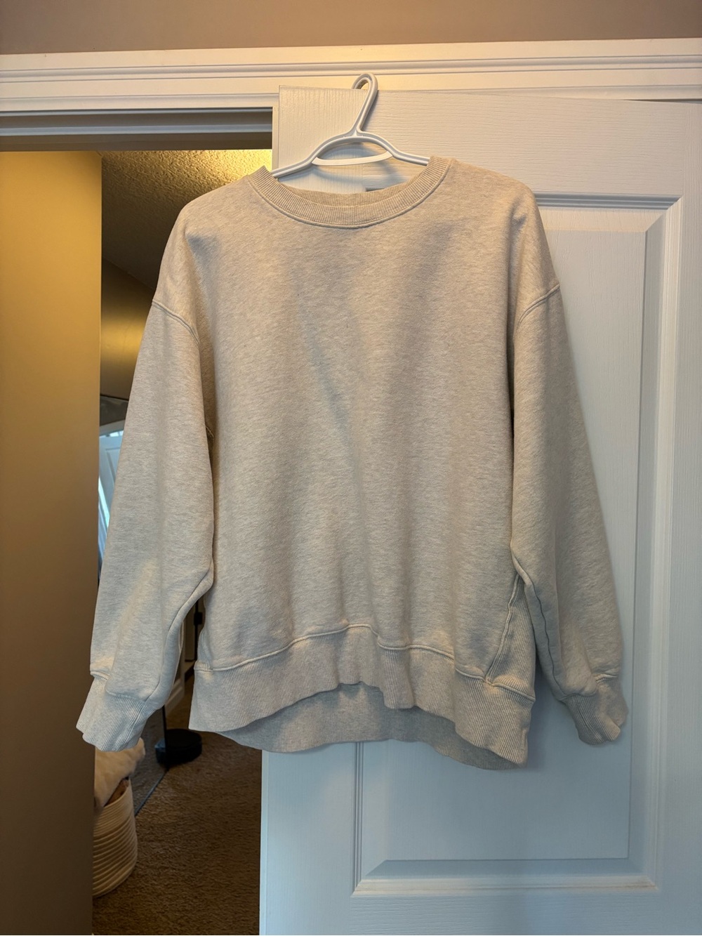 TNA Cozy Boyfriend Crewneck Sweatshirt in Neutral Beige